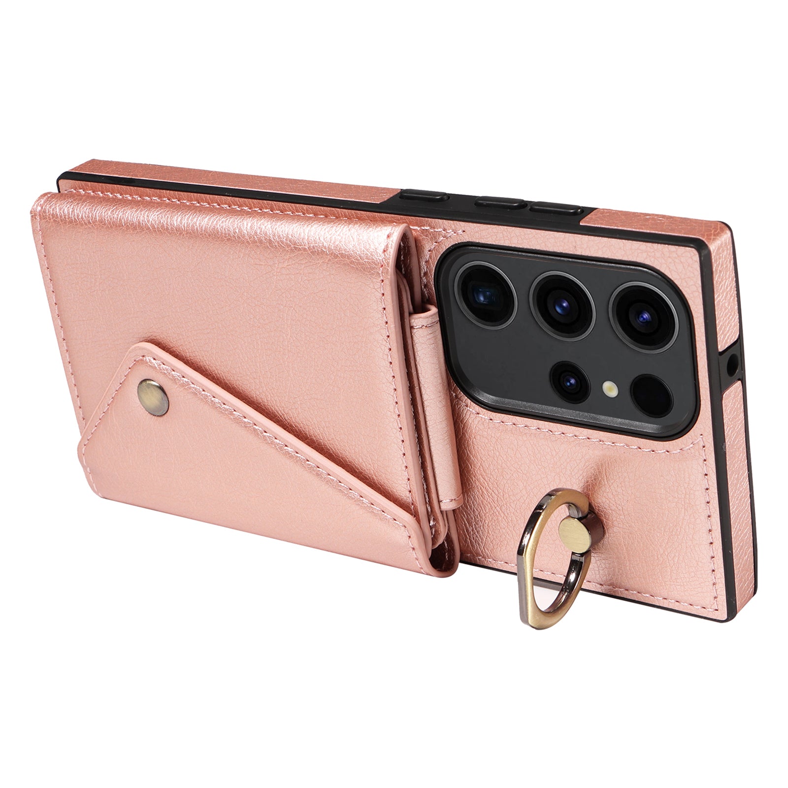 002 Card Bag Shell for Samsung Galaxy S23 Ultra Ring Kickstand Cover Litchi Texture Leather TPU Phone Case with Shoulder Strap 002 Card Bag Shell for Samsung Galaxy S23 Ultra Ring Kickstand Cover Litchi Texture Leather TPU Phone Case with Shoulder Strap